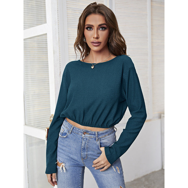 Lune London ribbed cropped long sleeve top for ladies