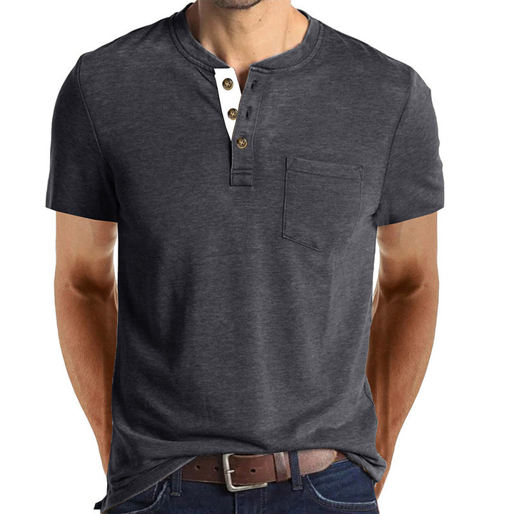Lune London Short Sleeve Henley Shirt for Men with Pocket Detail