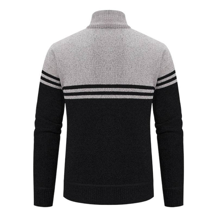 Sporty and trendy knitted jacket for men with zipper and contrasting stripes Lune London