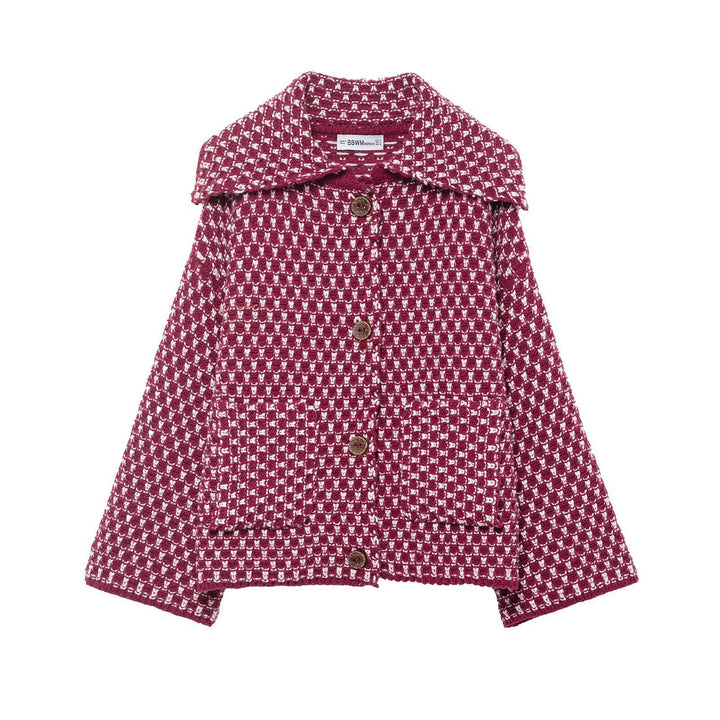 Veste courte à la mode pour femmes avec motif à carreaux et détails en boutons Chic & Stil