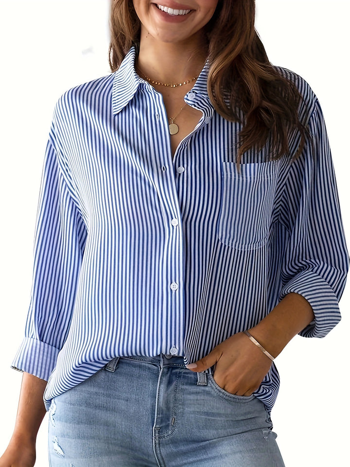 Women's modern striped pattern blouse with a comfortable fit Lune London