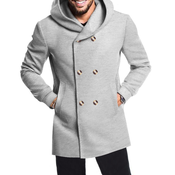 Elegant double-breasted coat for men with hood Lune London