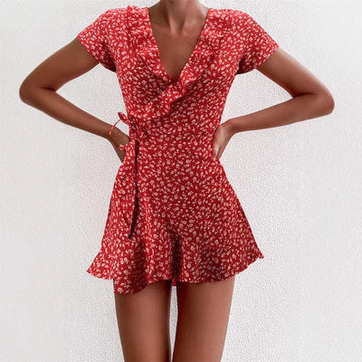 Playful summer dress for women with ruffle details and chic floral patterns