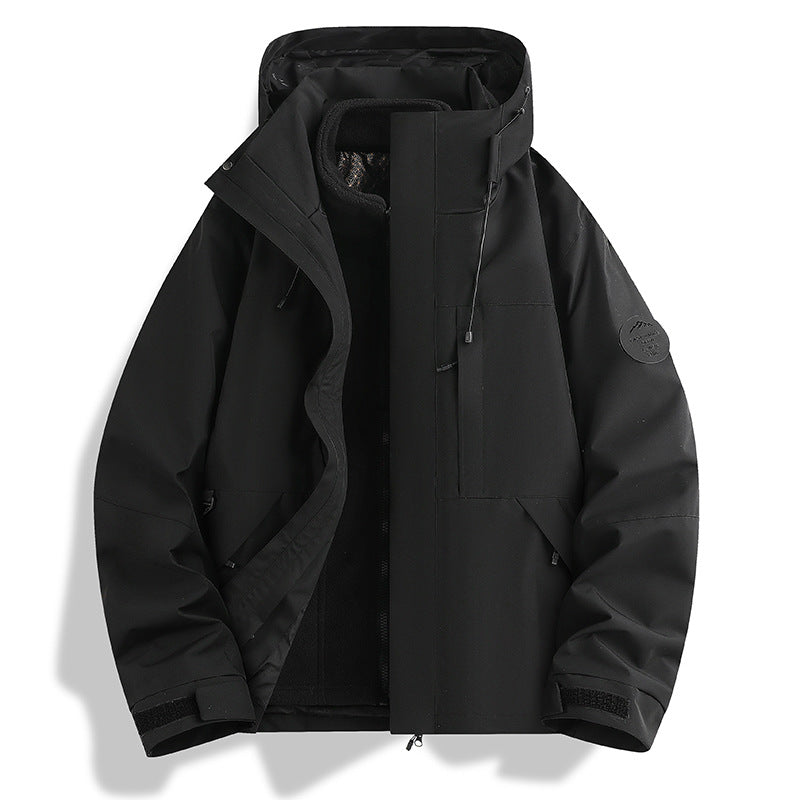 Functional outdoor jacket for men with adjustable hood design Lune London