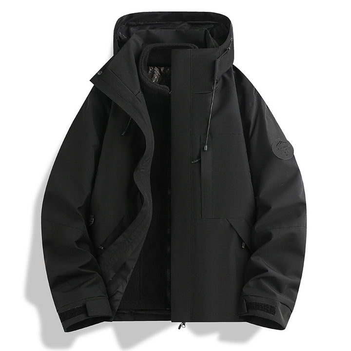Functional outdoor jacket for men with adjustable hood design Lune London
