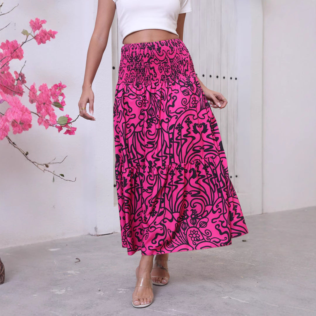 Maxi skirt for women with bold and cheerful patterns and an elastic waist Lune London