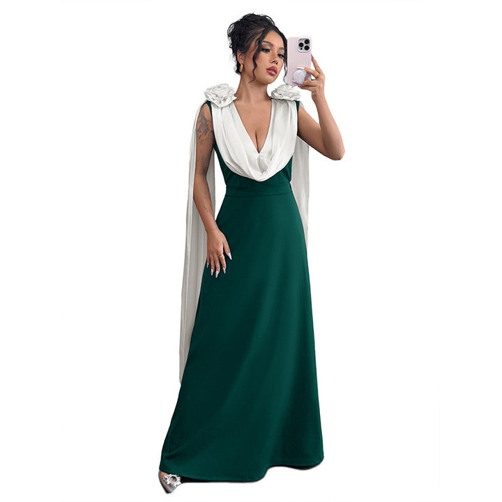 Elegant Maxi Dress for Women with Chic Draped Sleeves and Style