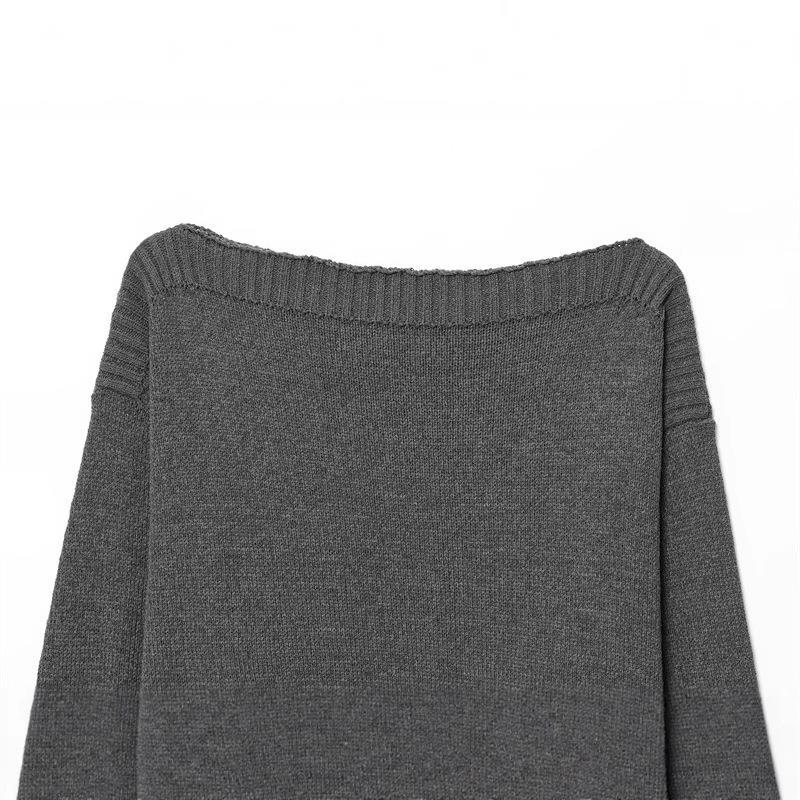 Ladies cozy knitted sweater with loose fit and ribbed edges Lune London