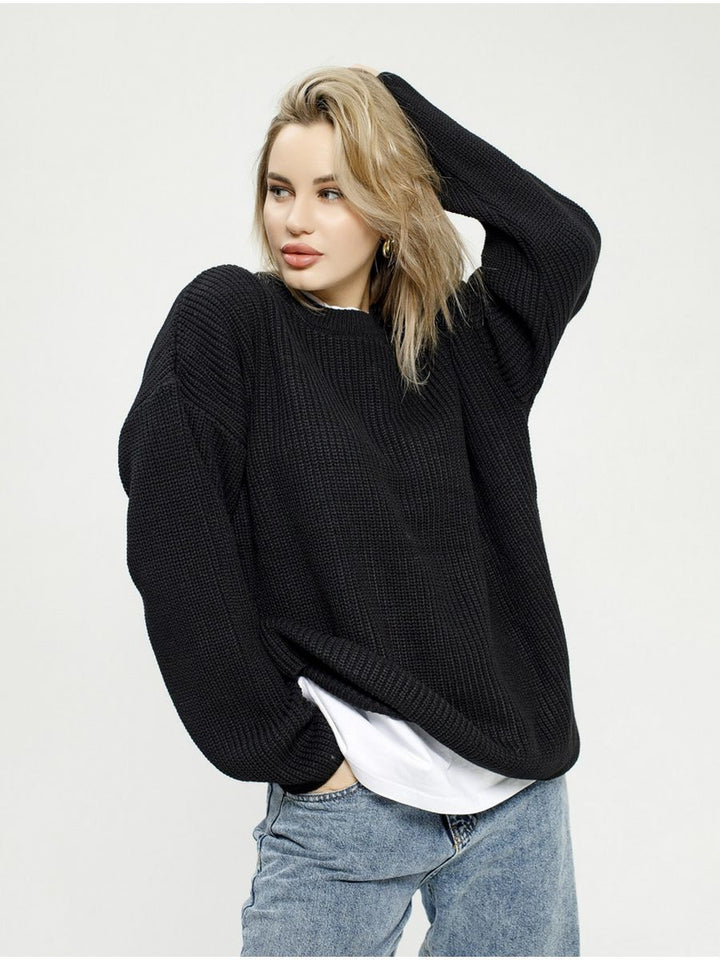Ladies Large, casual knitted sweater with textured pattern Lune London