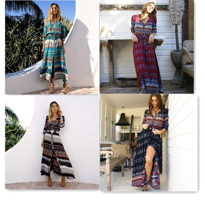 Bohemian Women's Floral Print Chic Maxi Dress