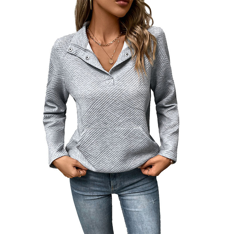 Lune London women's fashion sweater with high collar and geometric pattern