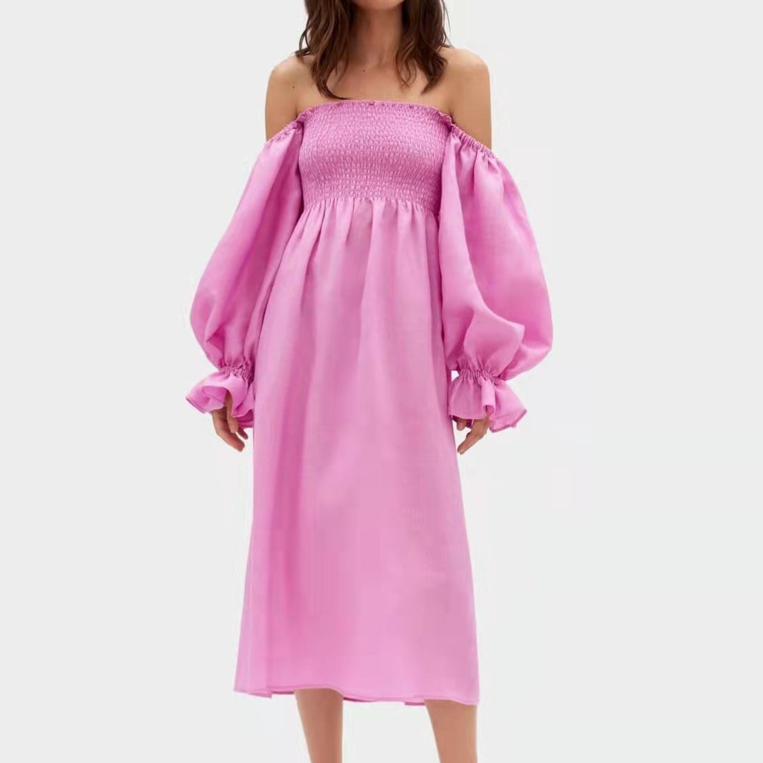 Maxi dress for women with puff sleeves and an elastic waist Lune London