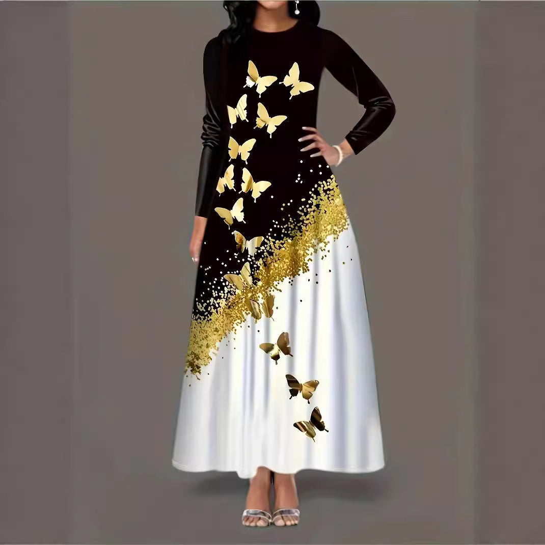 Women Elegant Long Sleeve Dress with Butterfly Design Lune London