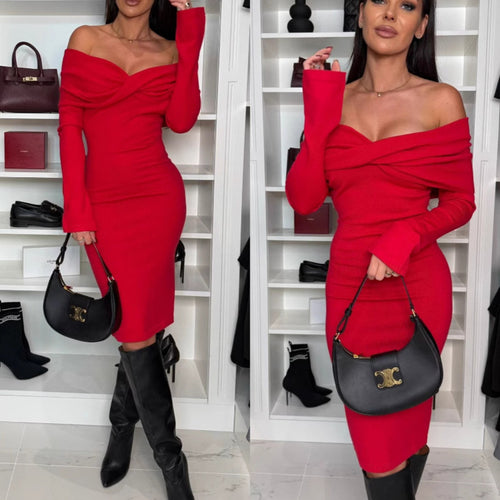 Off-shoulder chic bodycon midi dress