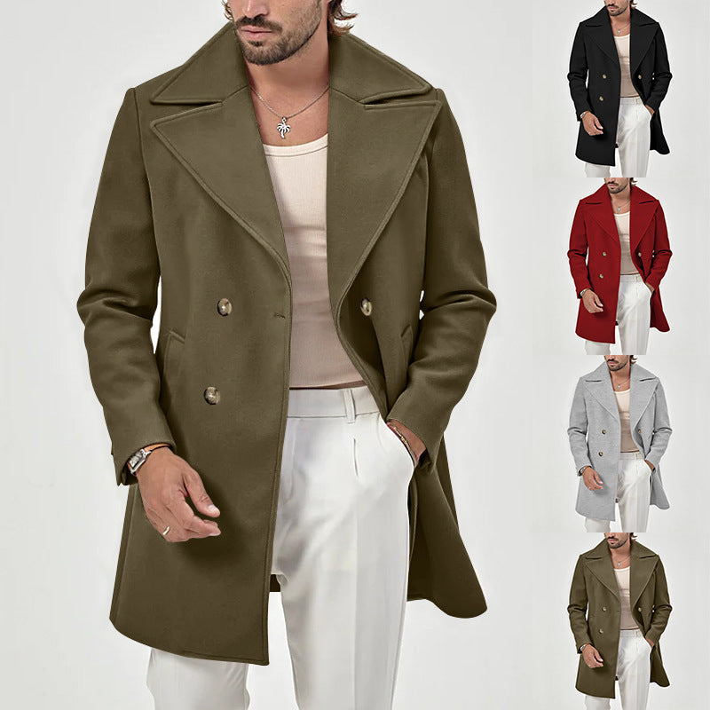 Elegant double-breasted men's coat with deep collar Lune London