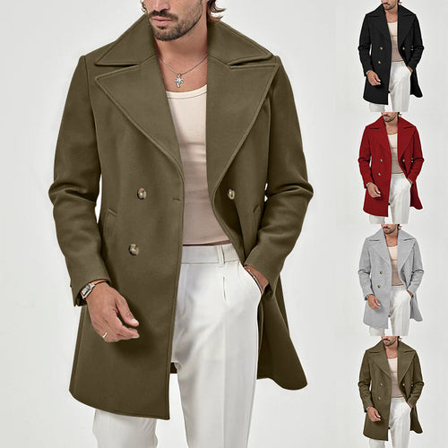 Elegant double-breasted men's coat with deep collar Lune London