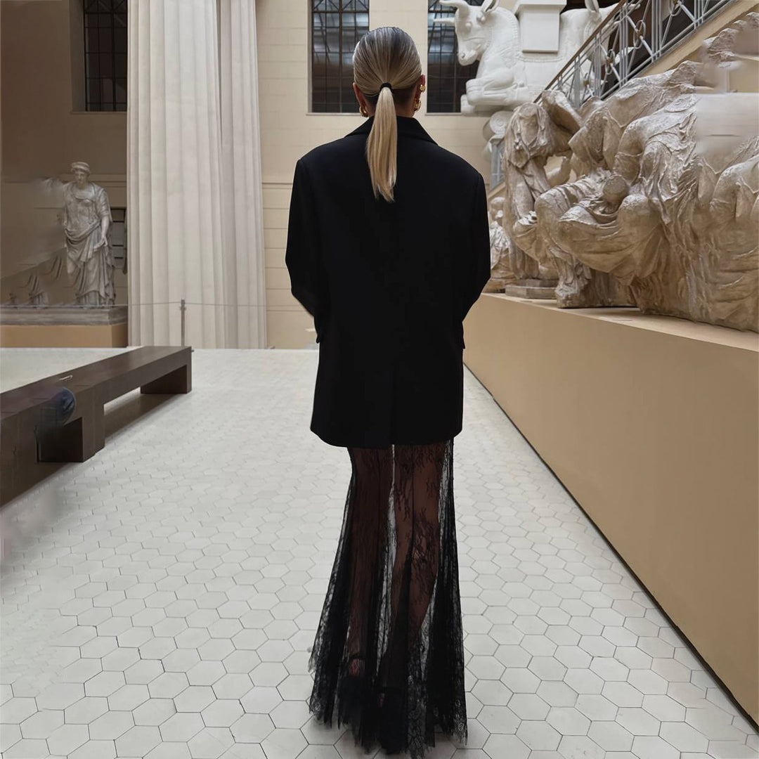 Ladies Elegant Jacket with Transparent Lace Skirt Lune London