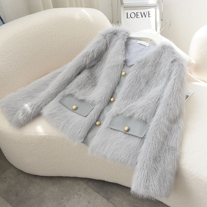 Veste en fourrure floue pour femmes Chic & Stil