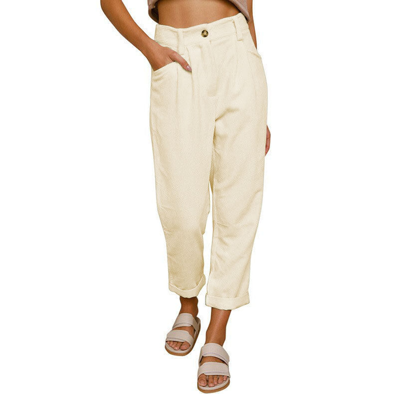 High-waisted wide-leg corduroy pants for women Lune London