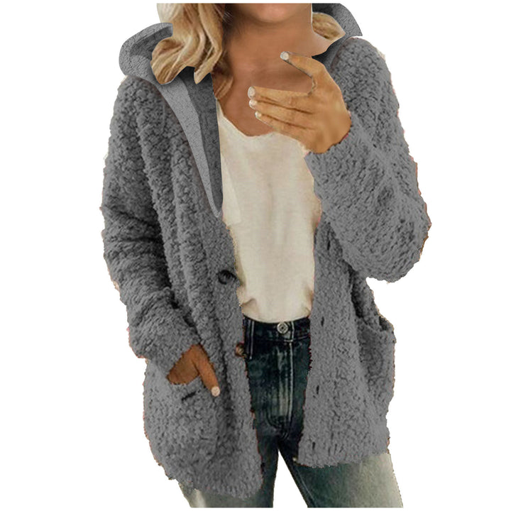 Ladies cozy fleece jacket with hood and practical pockets Lune London