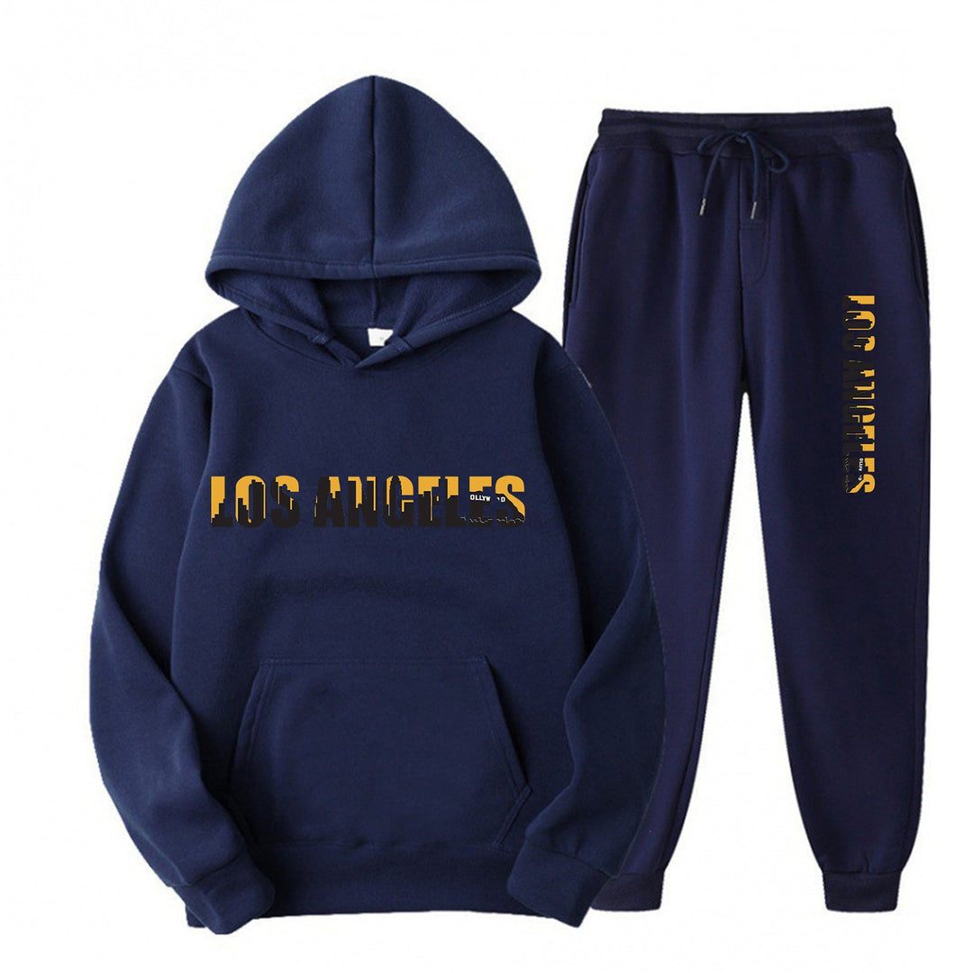 Women's leisure hoodie and jogging pants set with casual Los Angeles lettering Chic & Stil