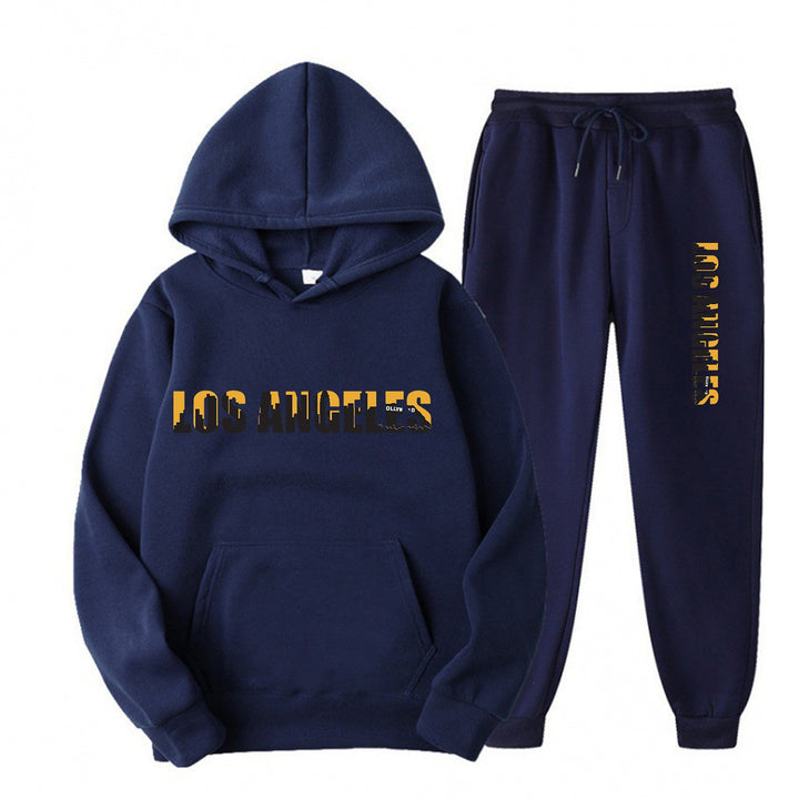 Women's leisure hoodie and jogging pants set with casual Los Angeles lettering Chic & Stil