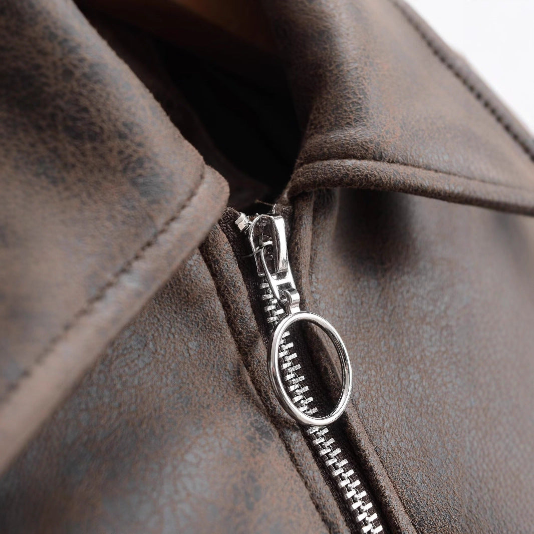 Veste en simili cuir courte pour femmes avec poches à rabat Chic & Stil