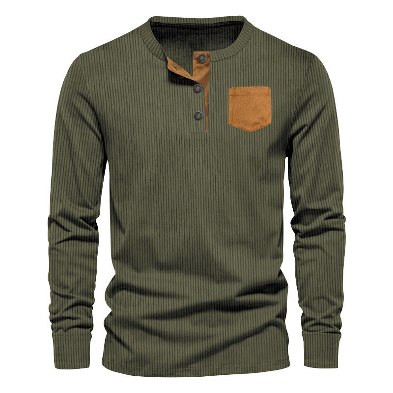 Men's long sleeve shirt with ribbed structure and comfortable high collar Lune London