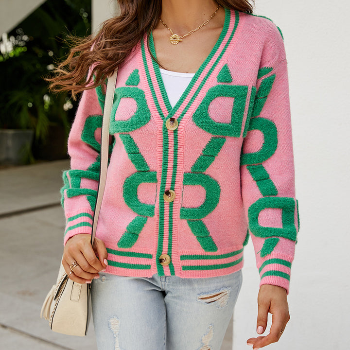 Women's vest with geometric pattern and modern V-neck Lune London