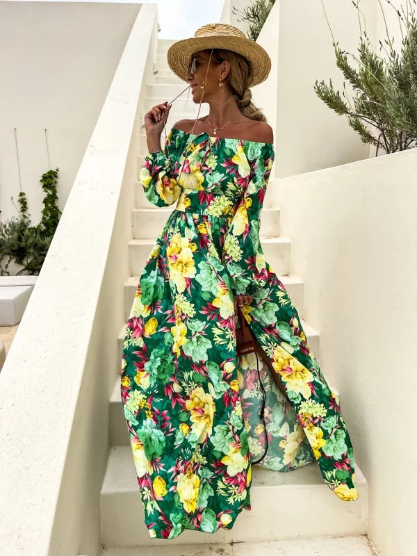 Chic and stylish floral maxi dress with off-the-shoulder for women