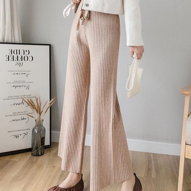 Pantalons en maille côtelée confortables pour femmes avec cordon de serrage à la taille Chic & Stil