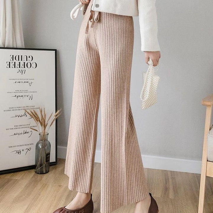 Pantalons en maille côtelée confortables pour femmes avec cordon de serrage à la taille Chic & Stil