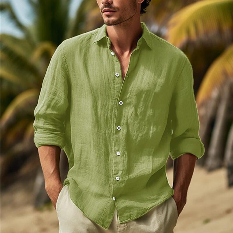 Men's Linen Shirt with Airy Fit and Elegant Button Placket Chic und Stil