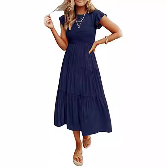 Midi dress for women with attractive gathered details and ruffle Lune London
