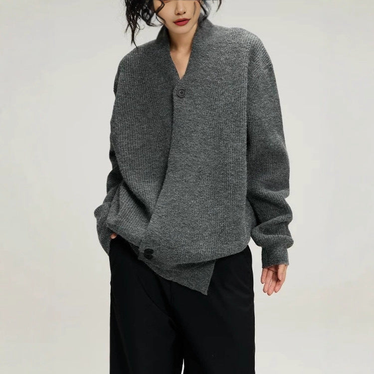 Ladies fashion knitted cardigan with trendy lapels Lune London