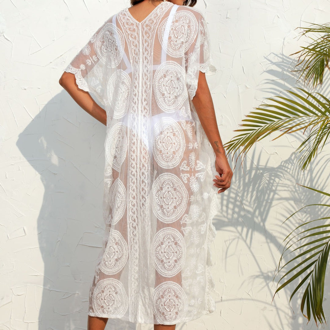 Ladies Elegant Embroidered Pareo Chic Dress and Style