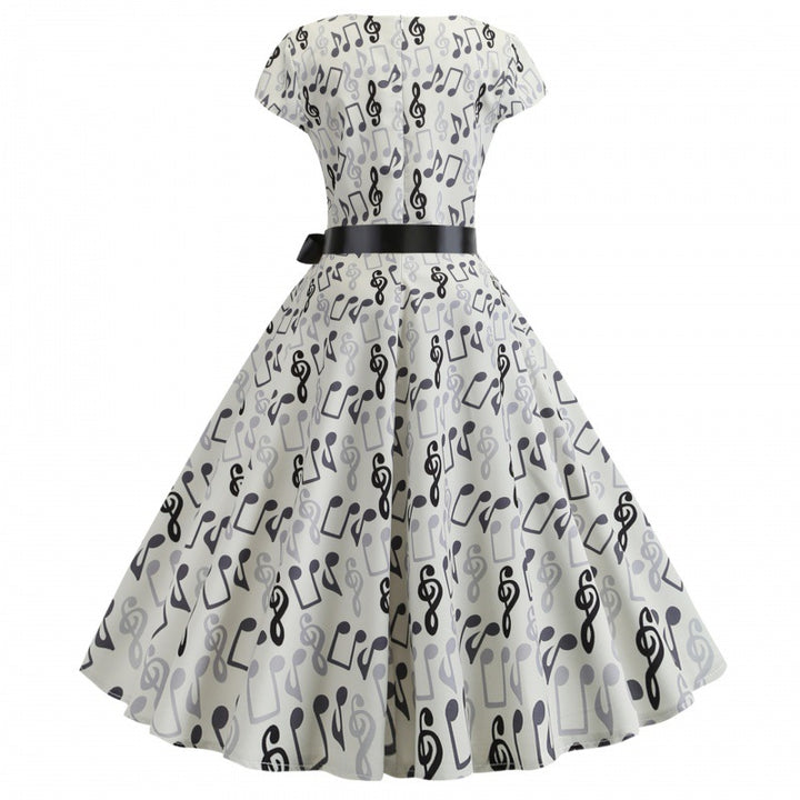 Robe Rockabilly pour femmes avec motif musical et design ajusté Chic & Stil