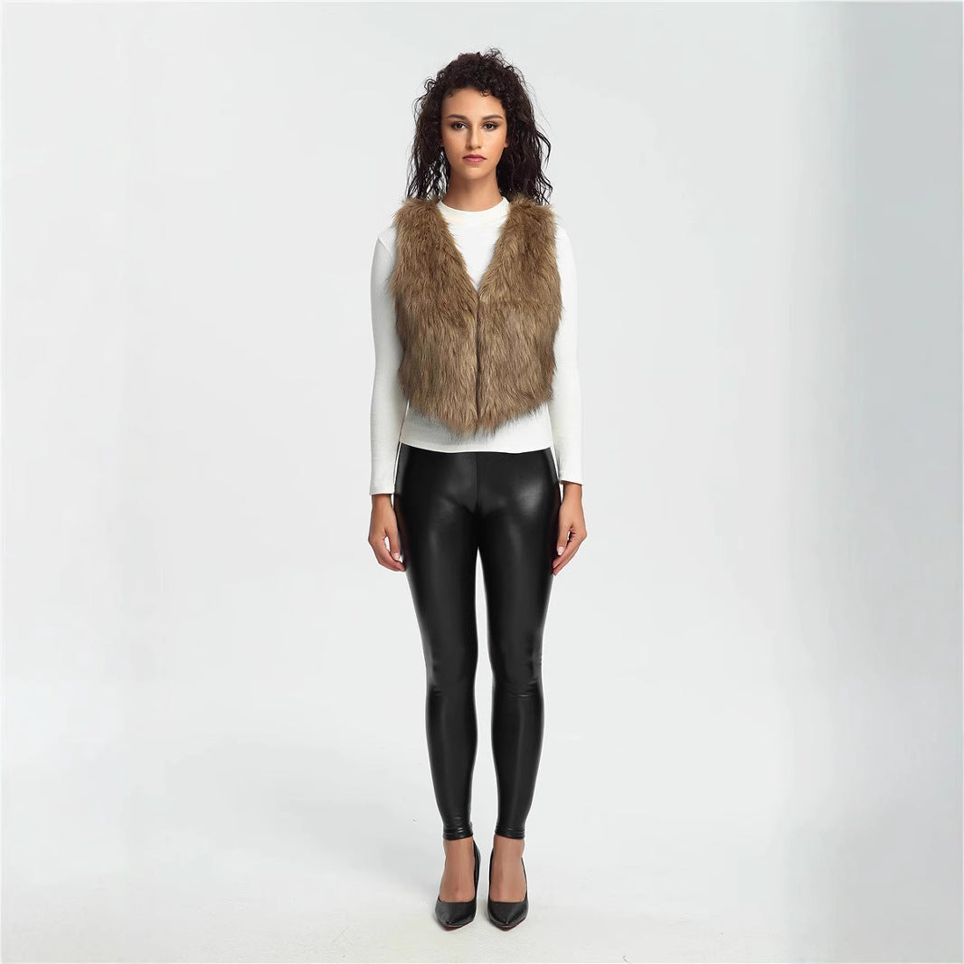 Ladies Soft Faux Fur Jacket with Asymmetric Cut Chic and Style