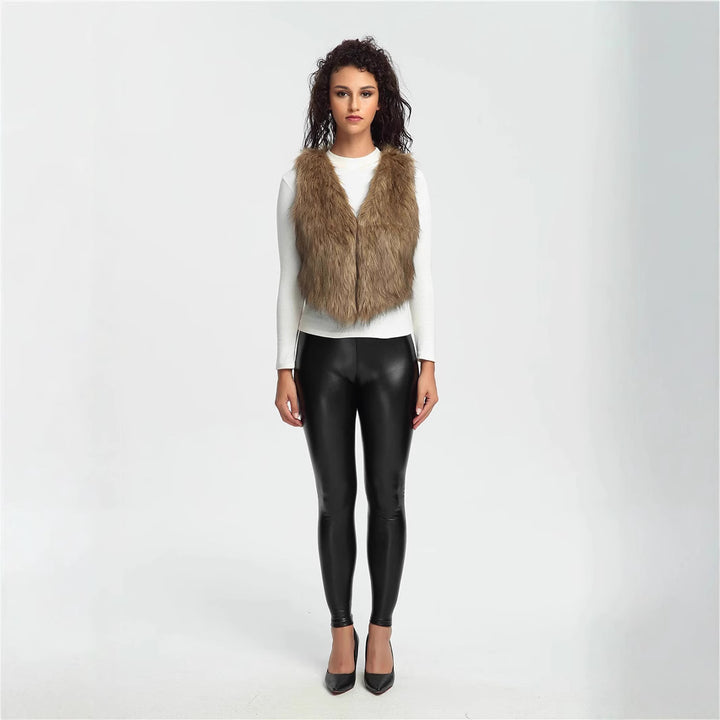 Ladies Soft Faux Fur Jacket with Asymmetric Cut Chic and Style
