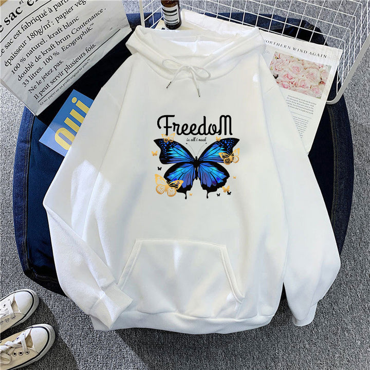 Ladies hooded sweatshirt with artistic butterfly design Chic & Stil