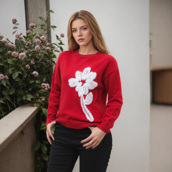 Women's sweater with 3D floral pattern Lune London