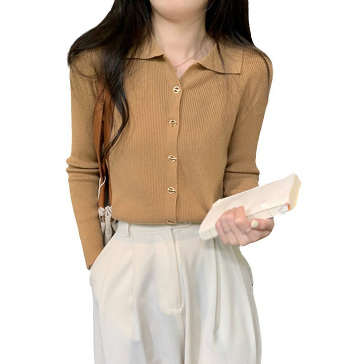 Femme Pull Tricot Élégant avec Détails de Boutons et Motif de Côtes Fines Chic & Stil