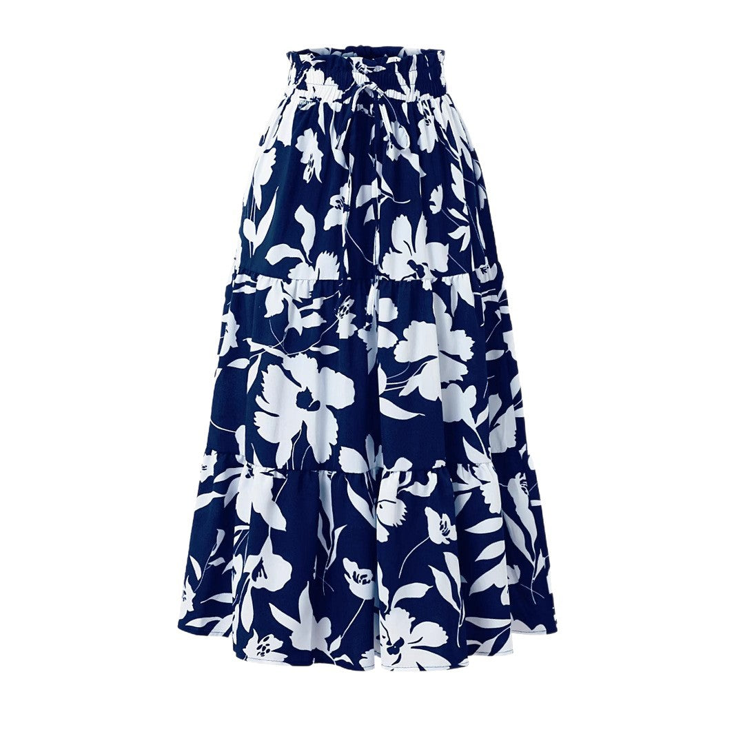 Maxi skirt women with fluid cut and floral design Lune London