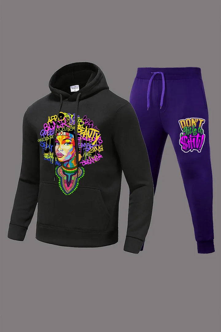 Women's hoodie and jogger set with colorful graphics Lune London