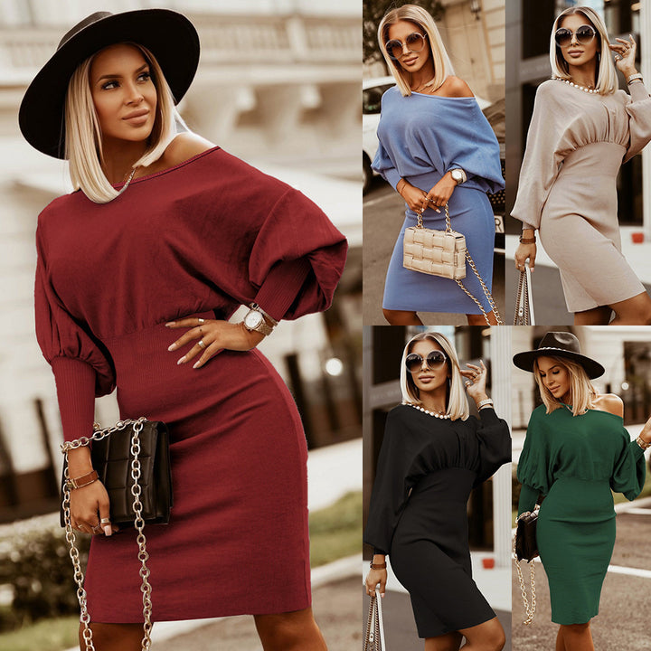 Lune London Off-the-Shoulder Knitted Casual Dress