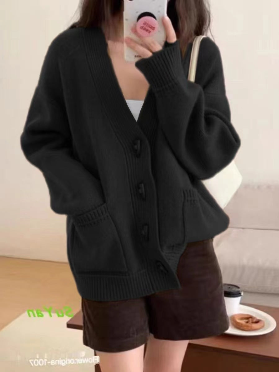 Ladies Comfortable Knit Vest with Modern Buttons and Pockets Lune London