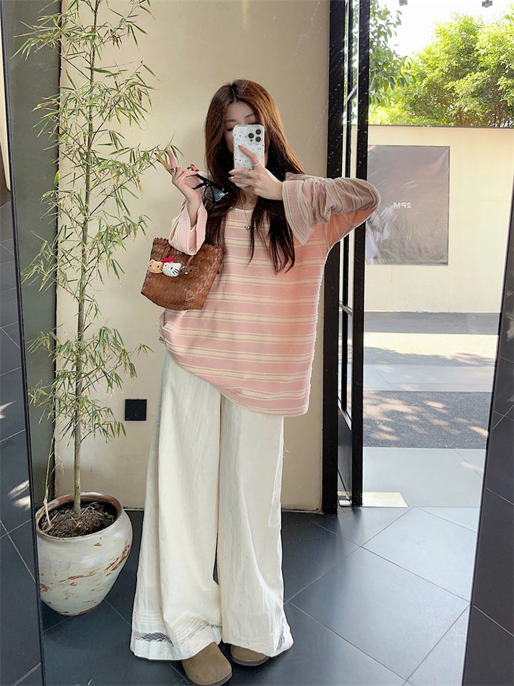 Women's Casual Long Sleeve Shirt with Fine Stripe Pattern Chic & Stil