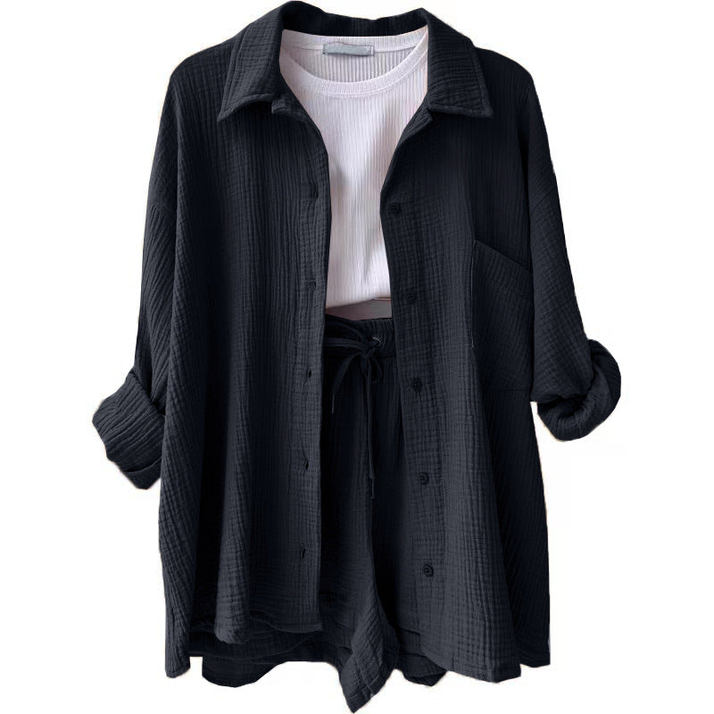Women Casual Comfort Set Made of Shorts and Oversized Shirt Lune London