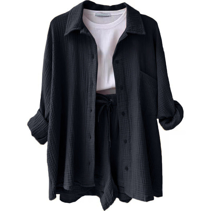Women Casual Comfort Set Made of Shorts and Oversized Shirt Lune London