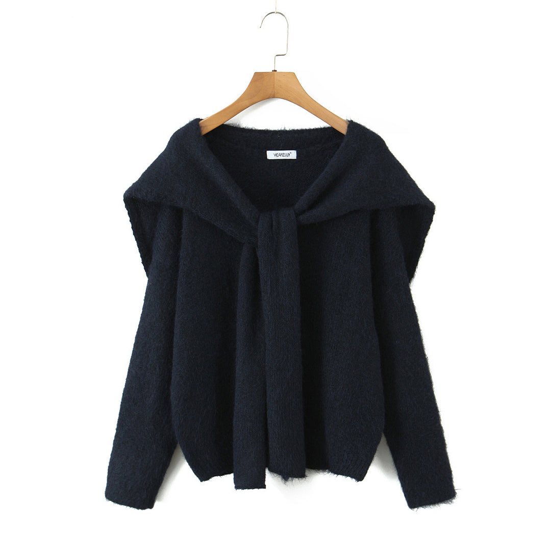 Trendy knit sweater for women with wide collar and relaxed fit Lune London